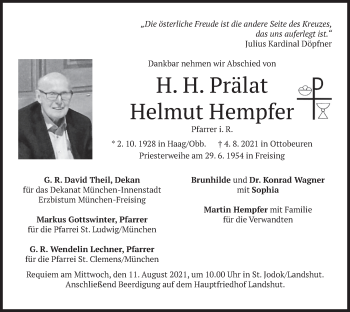 Todesanzeige von Helmut Hempfer von merkurtz