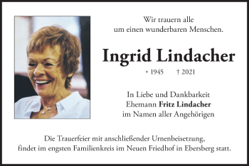 Todesanzeige von Ingrid Lindacher von merkurtz