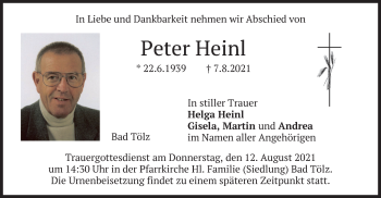 Todesanzeige von Peter Heinl von merkurtz