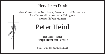 Todesanzeige von Peter Heinl von merkurtz