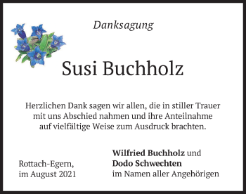 Todesanzeige von Susi Buchholz von merkurtz