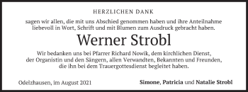 Todesanzeige von Werner Strobl von merkurtz