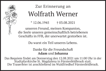 Todesanzeige von Wolfrath Werner von merkurtz