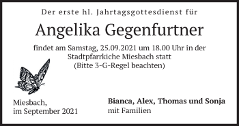 Todesanzeige von Angelika Gegenfurtner von merkurtz