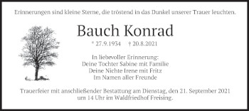Todesanzeige von Bauch Konrad von merkurtz