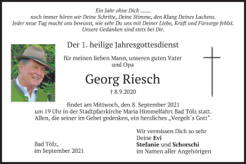 Todesanzeige von Georg Riesch von merkurtz