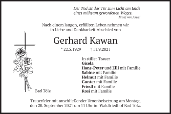 Todesanzeige von Gerhard Kawan von merkurtz