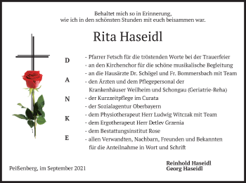 Todesanzeige von Rita Haseidl von merkurtz