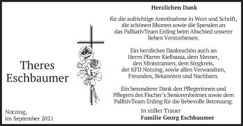 Todesanzeige von Theres Eschbaumer von merkurtz