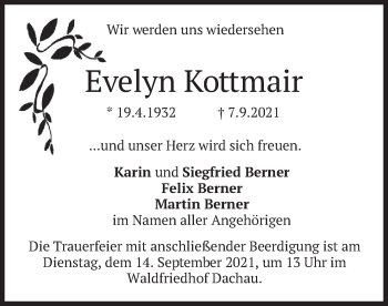 Todesanzeige von velyn Kottmair von merkurtz