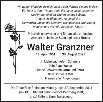 Todesanzeige von Walter Granzner von Das Gelbe Blatt Penzberg