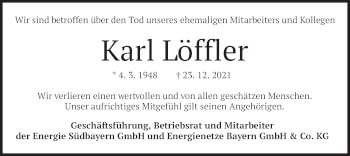 Todesanzeige von Karl Löffler von merkurtz