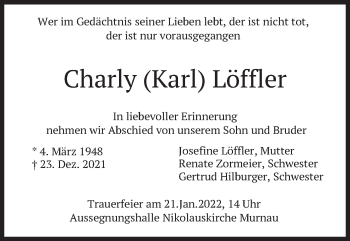 Todesanzeige von Karl Löffler von merkurtz