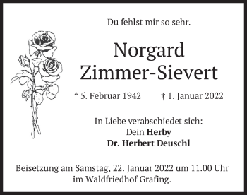 Todesanzeige von Norgard Zimmer-Sievert von merkurtz