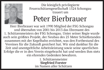 Todesanzeige von Peter Bierbrauer von merkurtz