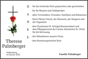 Todesanzeige von Therese Palmberger von merkurtz