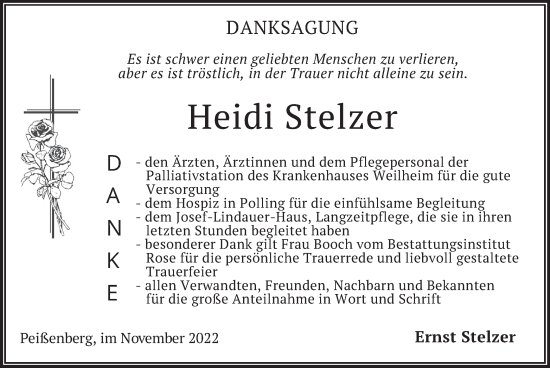 Todesanzeige von Heidi Stelzer von merkurtz