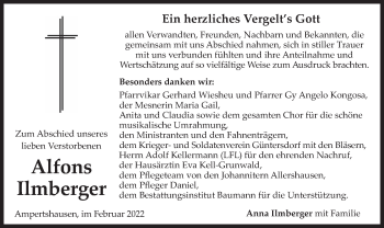 Todesanzeige von Alfons Ilmberger von merkurtz