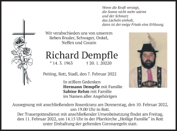 Todesanzeige von Richard Dempfle von merkurtz
