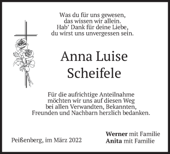 Todesanzeige von Anna Luise Scheifele von merkurtz