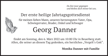 Todesanzeige von Georg Danner von merkurtz
