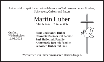 Todesanzeige von Martin Huber von merkurtz