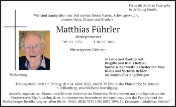 Todesanzeige von Matthias Führler von merkurtz