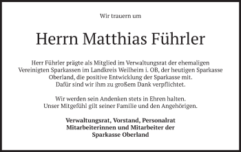 Todesanzeige von Matthias Führler von merkurtz