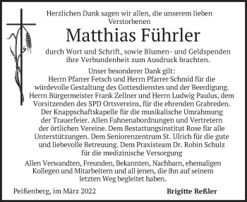 Todesanzeige von Matthias Führler von merkurtz