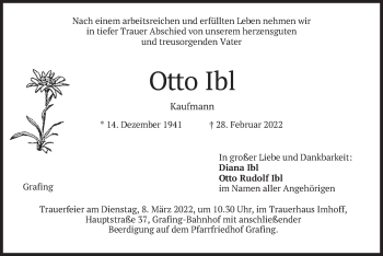 Todesanzeige von Otto Ibl von merkurtz