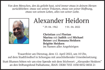 Todesanzeige von Alexander Heidorn von merkurtz