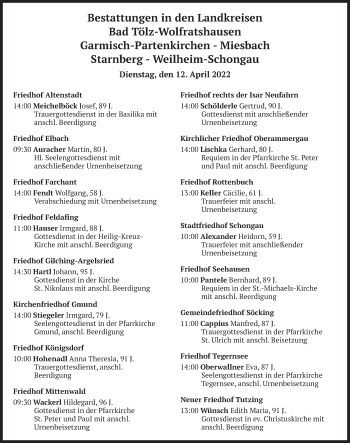 Todesanzeige von Bestattungen vom 12.04.2022 von merkurtz
