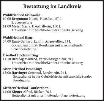 Todesanzeige von Bestattungen vom 13.04.2022 von merkurtz