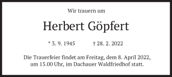 Todesanzeige von Herbert Göpfert von merkurtz