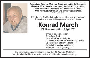 Todesanzeige von Konrad March von Das Gelbe Blatt Penzberg