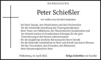 Todesanzeige von Peter Schießler von merkurtz