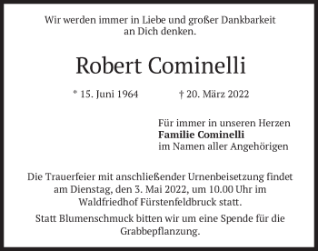 Todesanzeige von Robert Cominelli von merkurtz