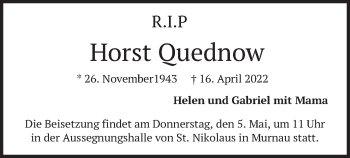 Todesanzeige von Horst Ouednow von merkurtz