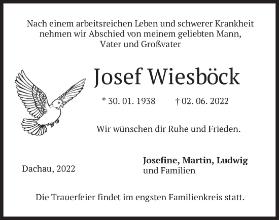 Todesanzeige von Josef Wiesböck von merkurtz