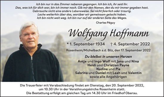 Todesanzeige von Wolfgang Hoffmann von merkurtz
