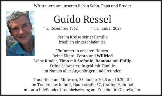Todesanzeige von Guido Ressel von merkurtz