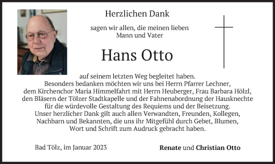 Todesanzeige von Hans Otto von merkurtz