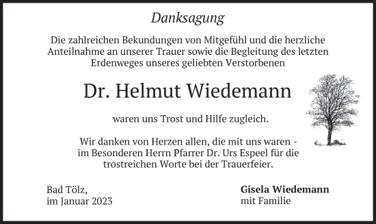 Todesanzeige von Helmut Wiedemann von merkurtz