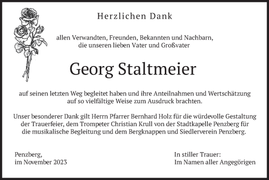 Todesanzeige von Georg Staltmeier von merkurtz