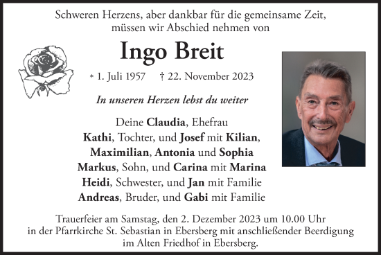Todesanzeige von Ingo Breit von merkurtz