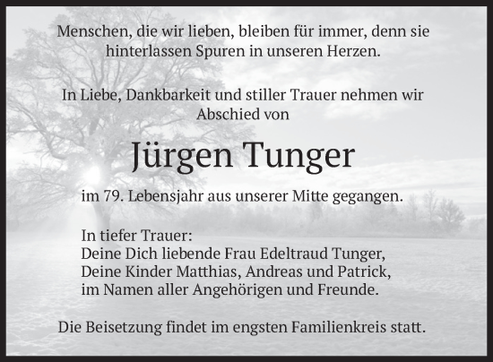 Todesanzeige von Jürgen Tunger von merkurtz