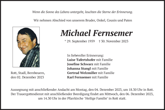Todesanzeige von Michael Fernsemer von merkurtz