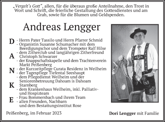 Todesanzeige von Andreas Lengger von merkurtz