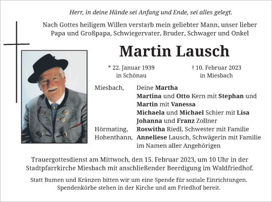 Todesanzeige von Martin Lausch von merkurtz