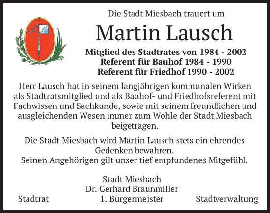 Todesanzeige von Martin Lausch von merkurtz